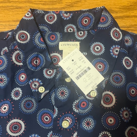 Crewcuts Other - Crewcuts Button Down Shirt in Blue and Red with Festive Medallion Design
